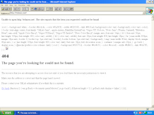 IE2 is compleatly broken since I don't selfhost my website. Internet Explorer 2.01 displaying a broken error page.