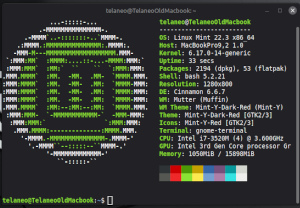 A screenshot of Neofetch, showing basic system information.