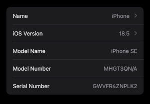 Have fun doxxing me. Some basic information about my current phone, an iPhone SE 2 (2020).